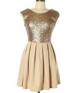 Ya Los Angeles Gold Sequin Cocktail Dress